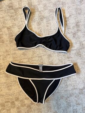 aerie Black Bikini with White Trim